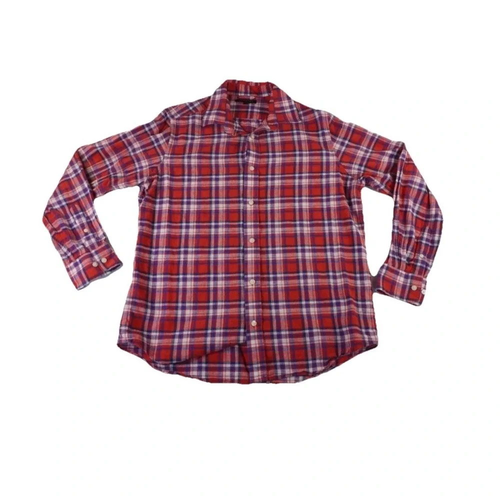 Banana Republic Casual Shirt Mens Large Red Multi Plaid Regular Fit Button Up